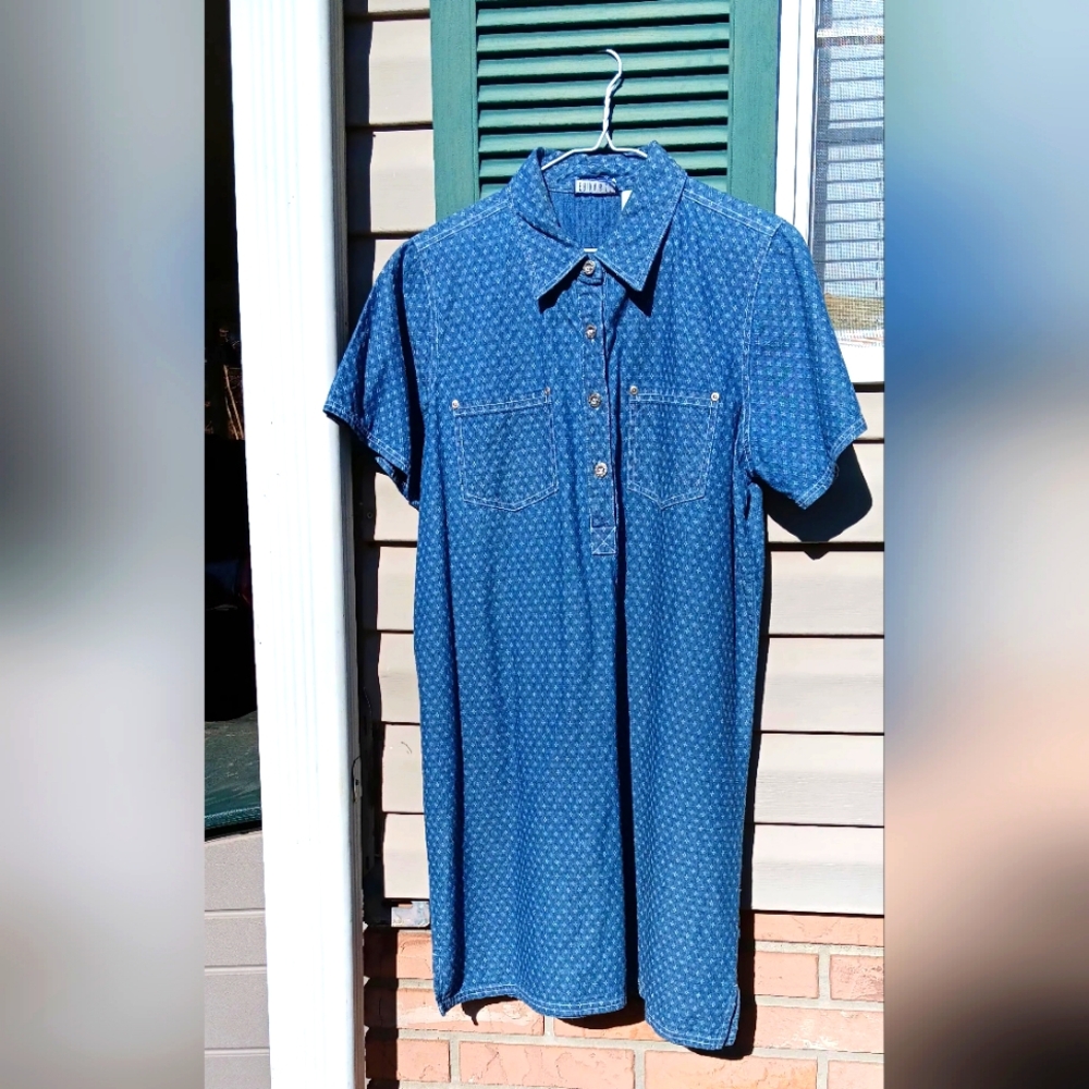 Vtg. Denim Dress Short Length Erika & Co. Sz Lrg